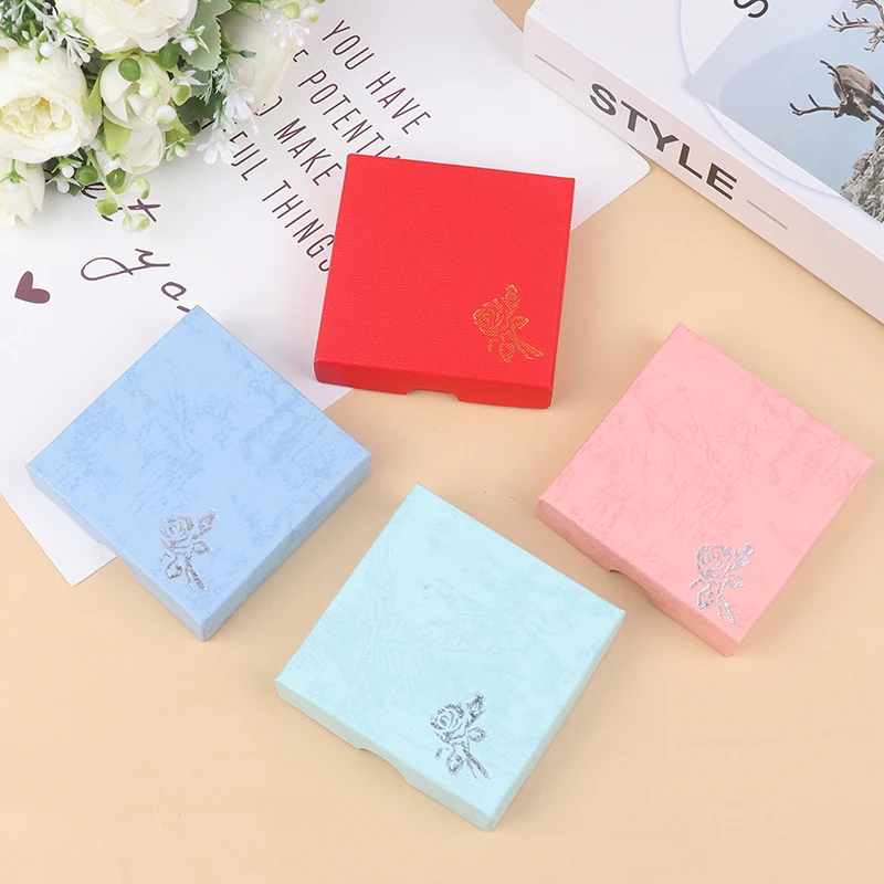 

Square Jewelry Packaging Case Flower Print Bracelet Display Box Necklace Cardboard Gift Box Jewelry Organizer Cases