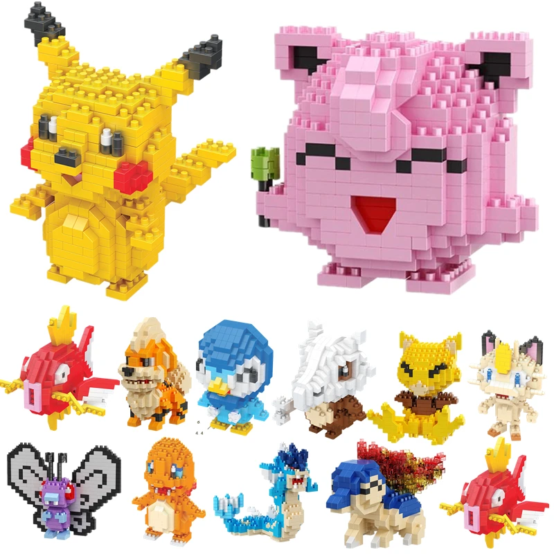 Pokémon Doll bloques de construcción de diamantes en miniatura, pequeñas partículas ensambladas, rompecabezas DIY, Pikachu, modelo Animal