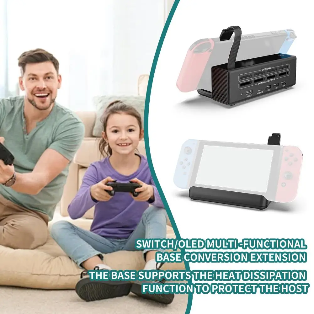 

Multifunctional Base Conversion Dock for nintendo Switch NS OLED 4 In 1 Switch Game Card Reader With Heat Dissipation V3W2