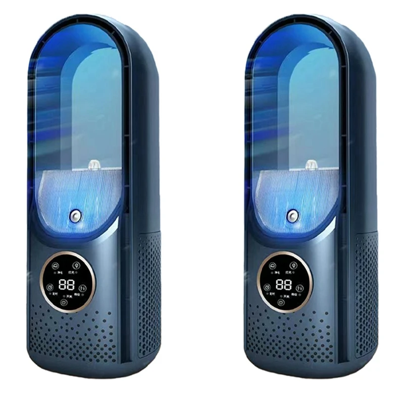 

2X Air Cooler LED Display Air Conditioning Humidification Electric Fan 6 Speed Silent Timer Fan Humidifier Fan Blue