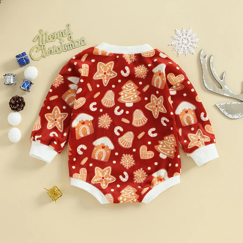 

Newborn Baby Girl Boy Christmas Sweatshirt Romper Santa Fuzzy Letter Print Crewneck Bodysuit Fall Winter Outfit