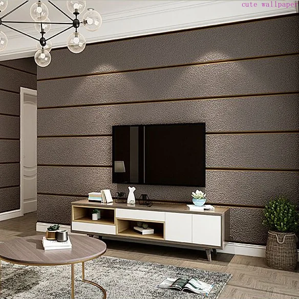 

9.5m Roll Modern Deerskin Velvet Wallpaper Non-woven Fabric 3D Stripe Living Room Bedroom TV Background Wall Stickers