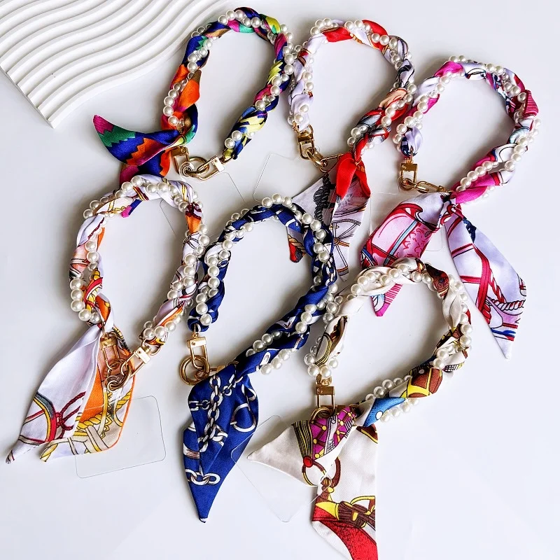 Elegant Beaded Handmade Phone Charm Bracelet with Scarf-Style Design - Perfect Gift