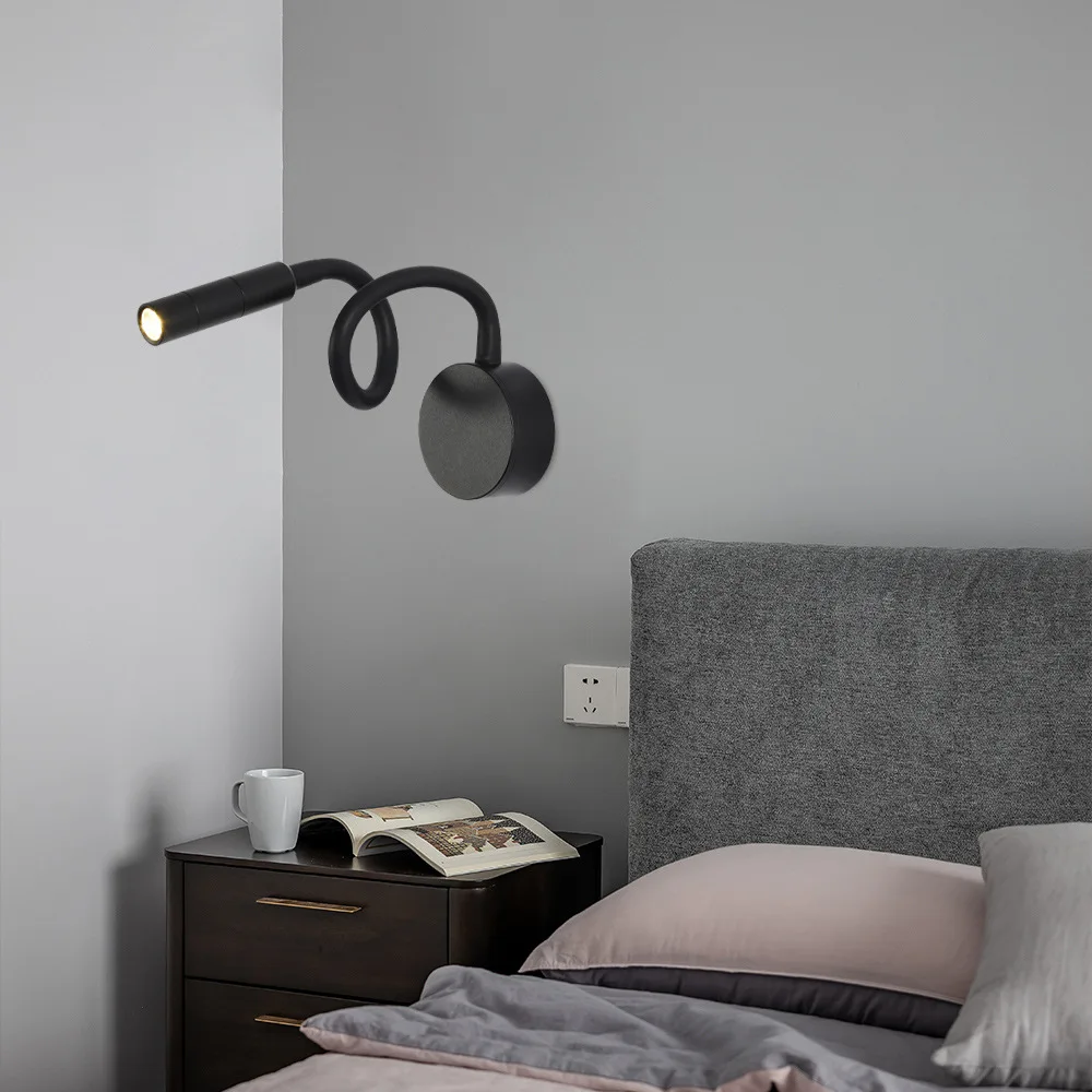 LED Light LED Wall Lamp Wall Light LED Reading Light 1W 3W Gooseneck Flexible LED Reading Wall Lights With Switch Adjustable Bedroom Bedside Sconces Wall Mounted Study Lamps Fixture