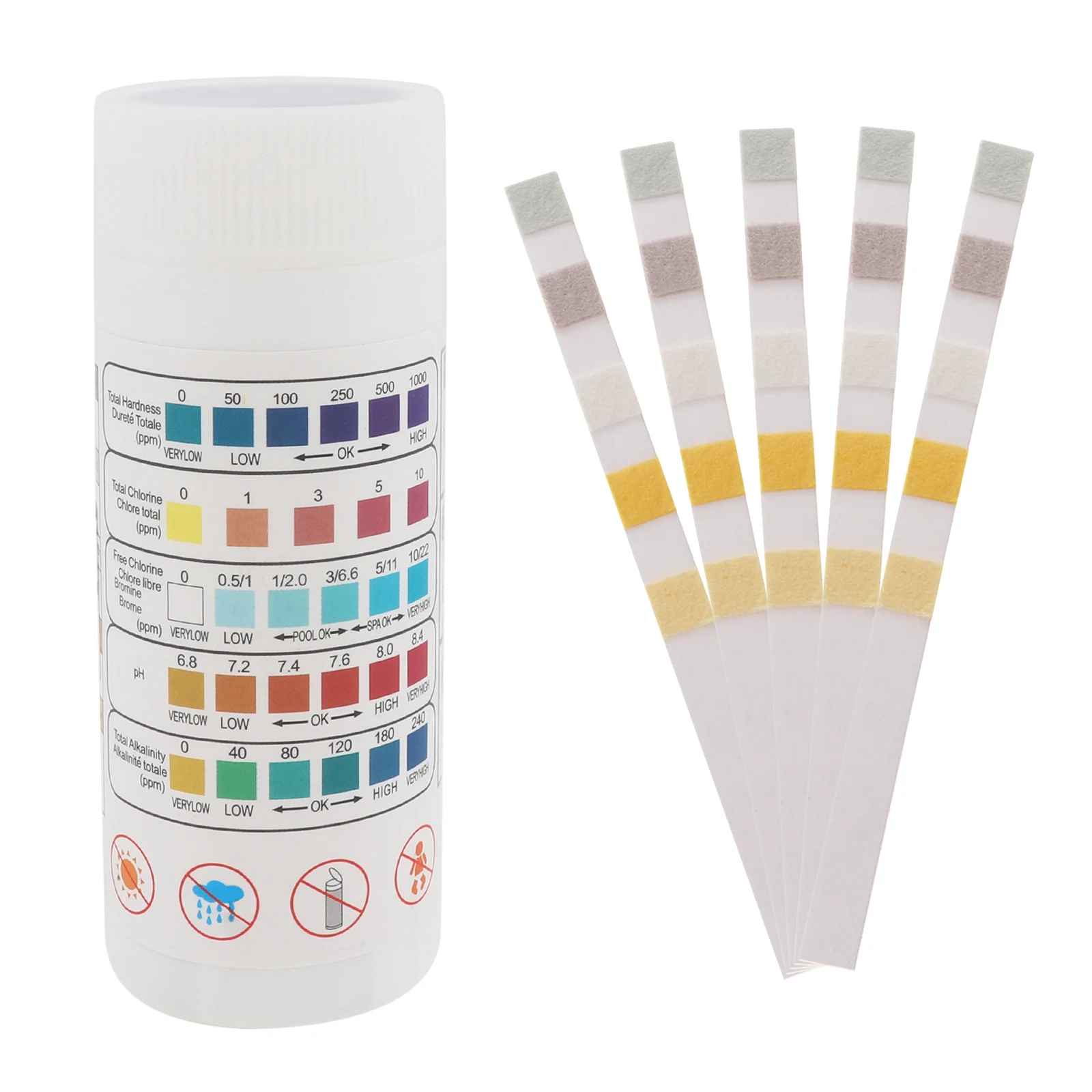 Тест-полоски 5 в 1 для бассейна, тест-полоски для спа и горячей ванны, рекомендуется тестировать 2-3 раза в неделю, 50 шт.