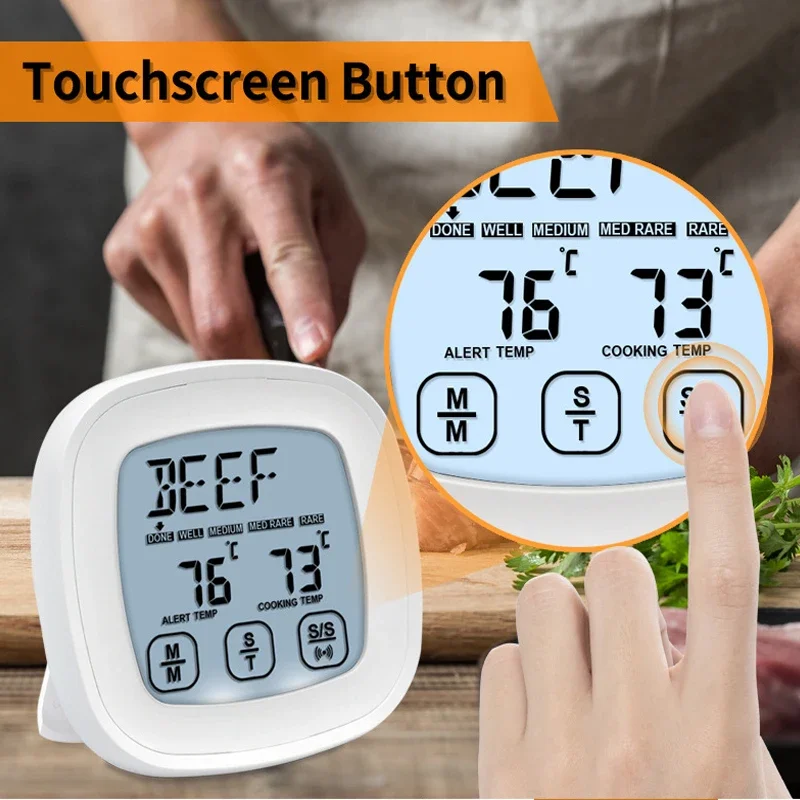 Meat Thermometer Temperature Probe Touch Screen Waterproof Bbq Water Oil  Convenience Oven Cooking Tools