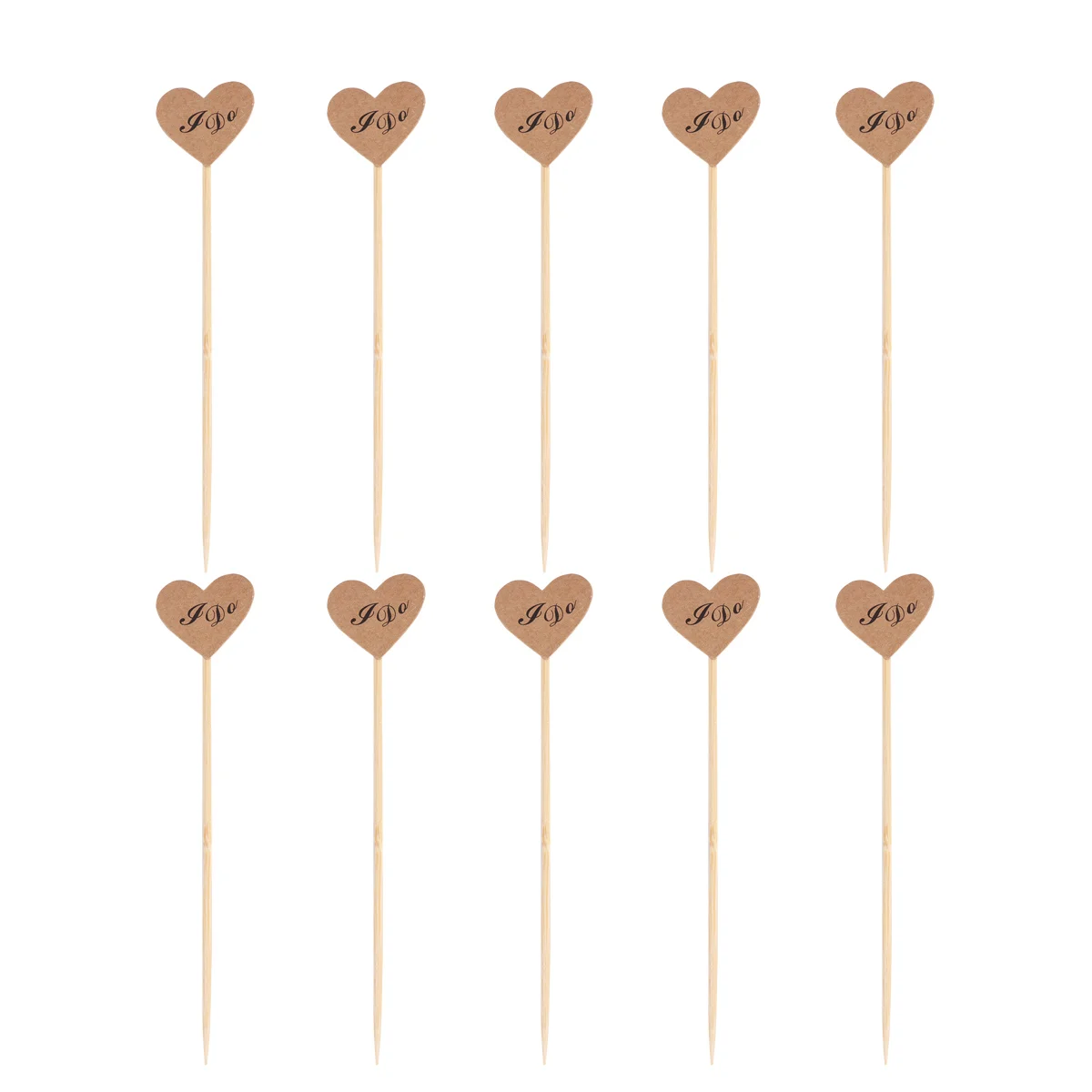

50 Pcs Heart-shaped Wedding Decorations Bridal Shower Cake M Bamboo Party Cupcake Topper