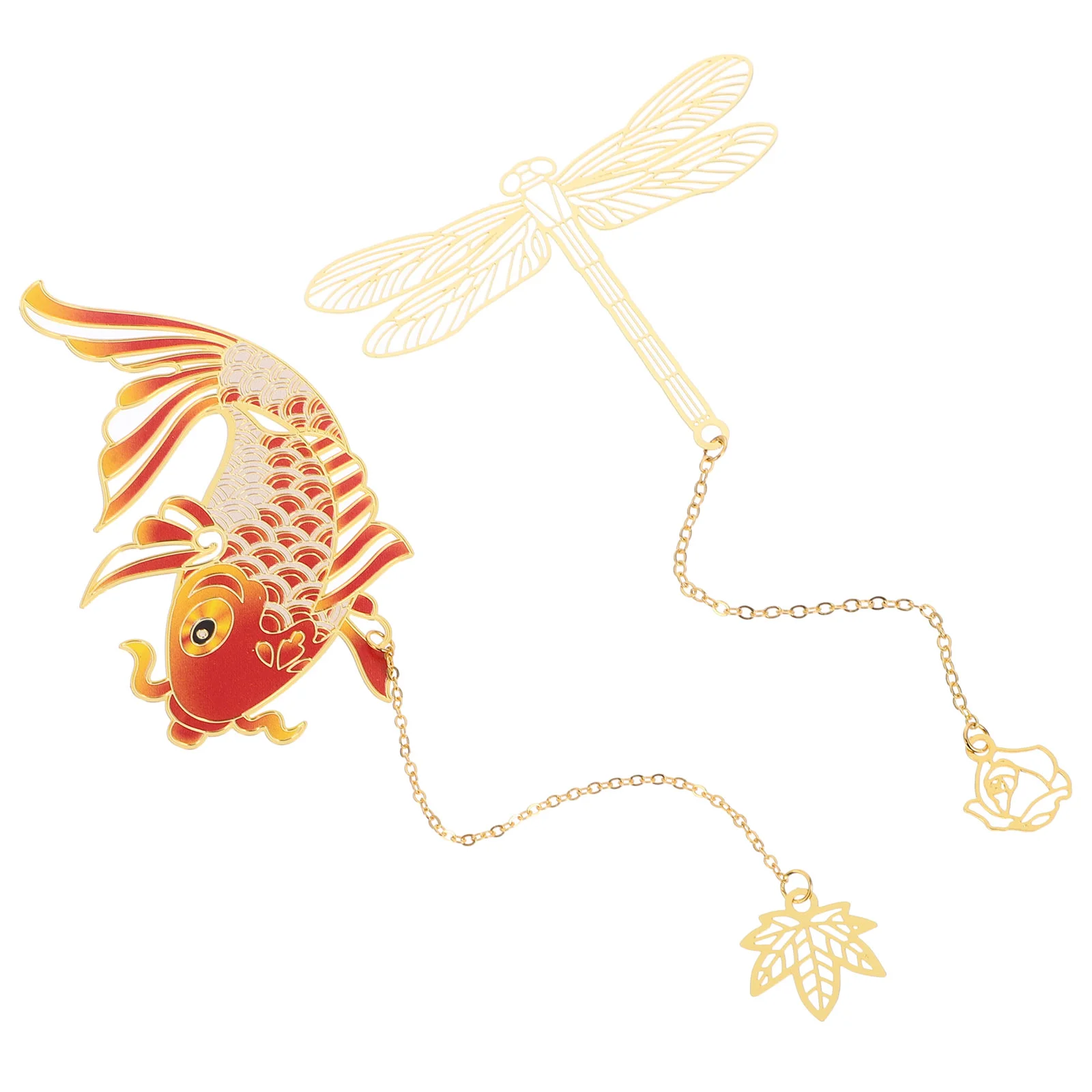 

2 Pcs Metal Bookmark Bookmarks Decors Cases Ancient with Chain Books Decorative Chinese Style Marker