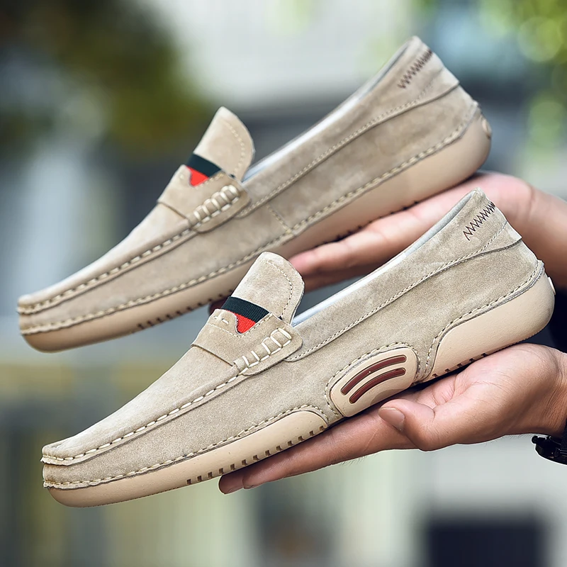 mocassin for men luxury brand Fashion Men Sneakers Suede Leather trend Men Loafers Slip-On Golf shoes Driving shoes Zapatos mens shoes