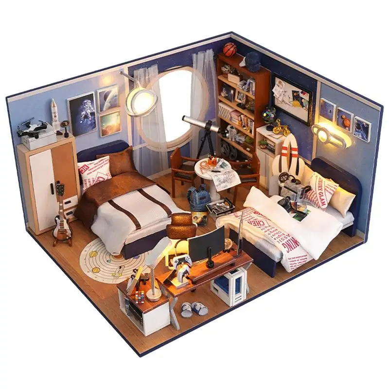 DIY Miniature Dollhouse Kit Miniature Wooden Kit For Adults DIY Wooden Dollhouse Handmade Miniature Kit With Furniture Reusable 1 12 dollhouse wooden miniature end table early educational toys decoration accessories furniture model living room decorative