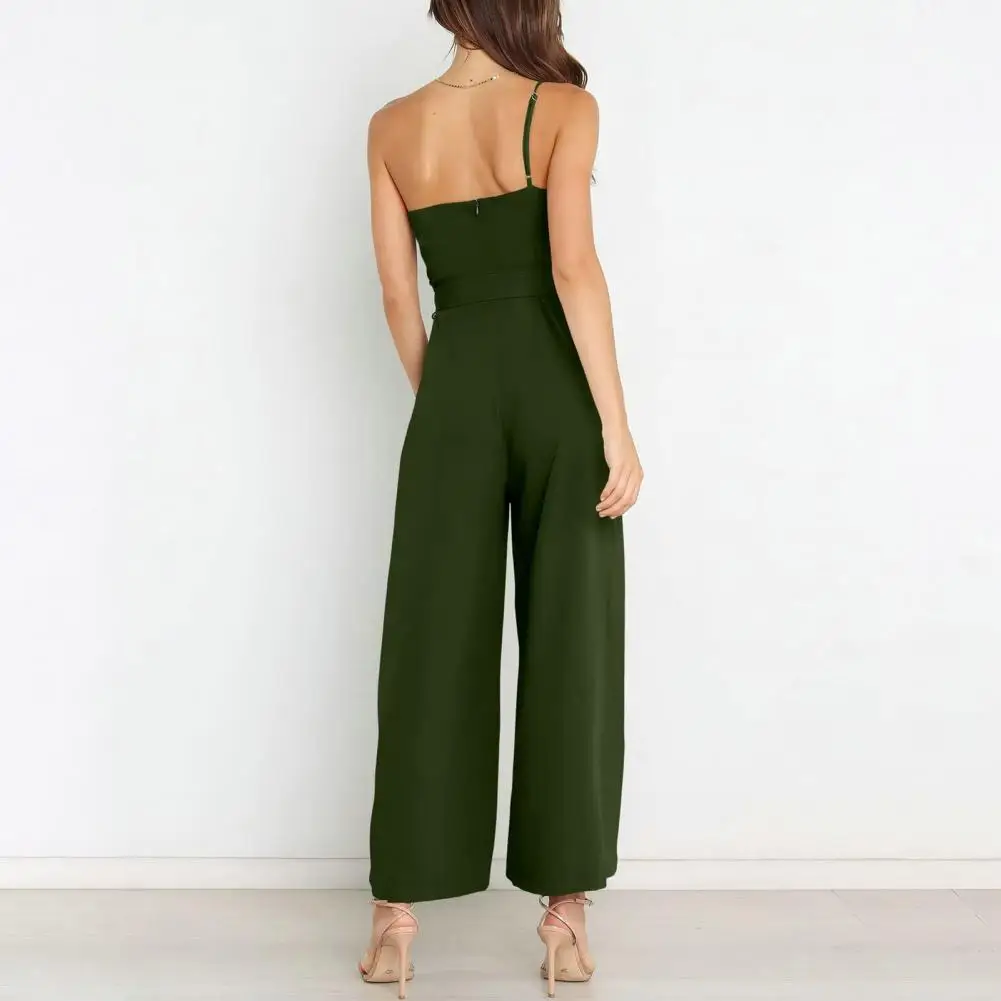 

Loose Fit Jumpsuit Stylish Women's Lace-up Jumpsuit Slim Waist Off-shoulder Wide-leg Pants for Spring Summer Fashion Sleeveless