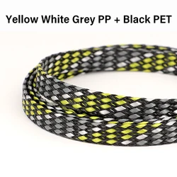 New Multi - Color Expandable Braided Cable Sleeving - DIY Insulated Wire Protection Sheath - 5 meters (Yellow White Grey)