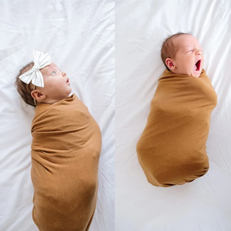 2Pcs Solid Color Blanket Hat Set Newborn Sleeping Bag Sleepsack