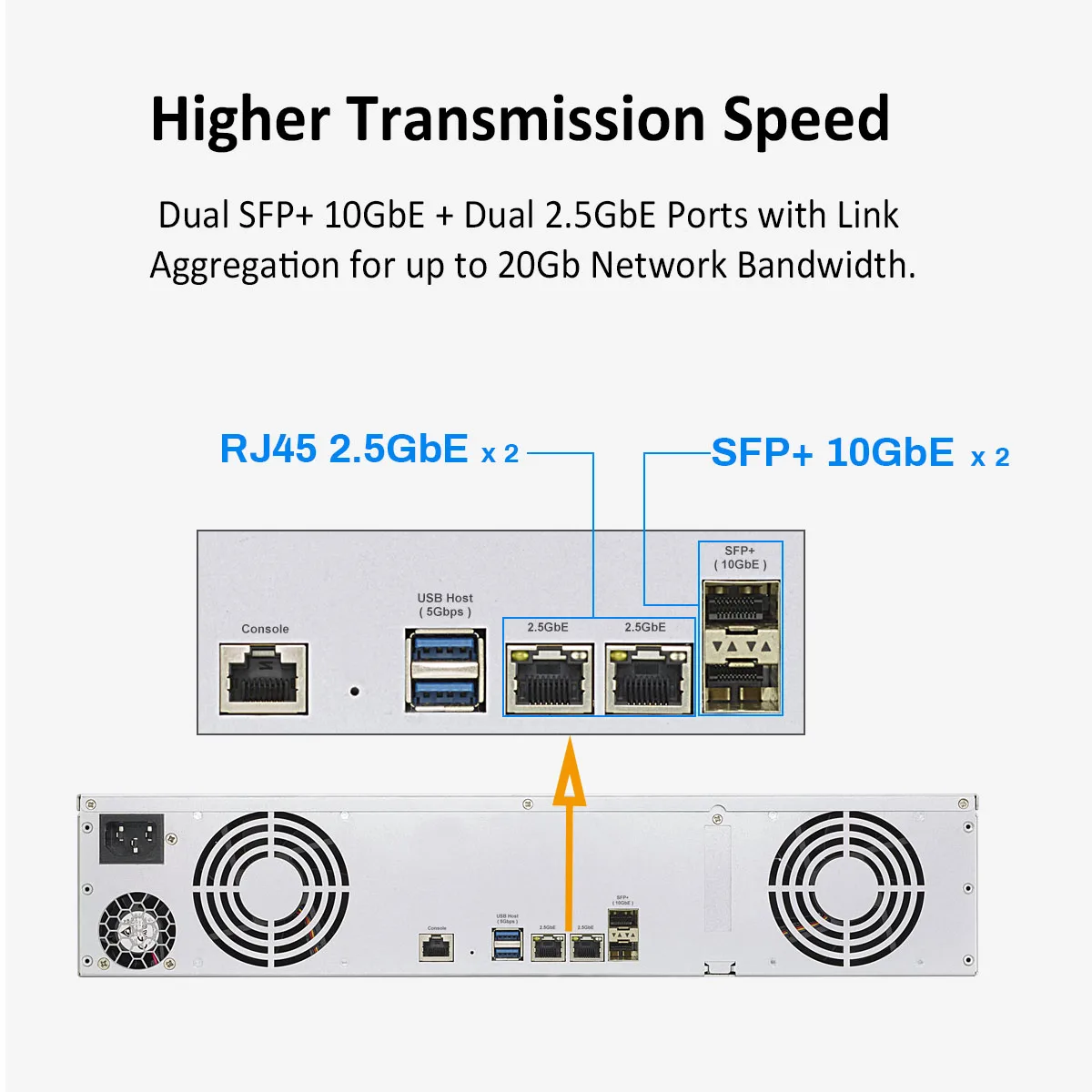 Terramaster U8-450 Na Server-Hogesnelheidsnetwerk Aangesloten Opslag Met Atoom C3558r Quad-Core, 8Gb Geheugen, Sfp 10gbe (Schijfloos)