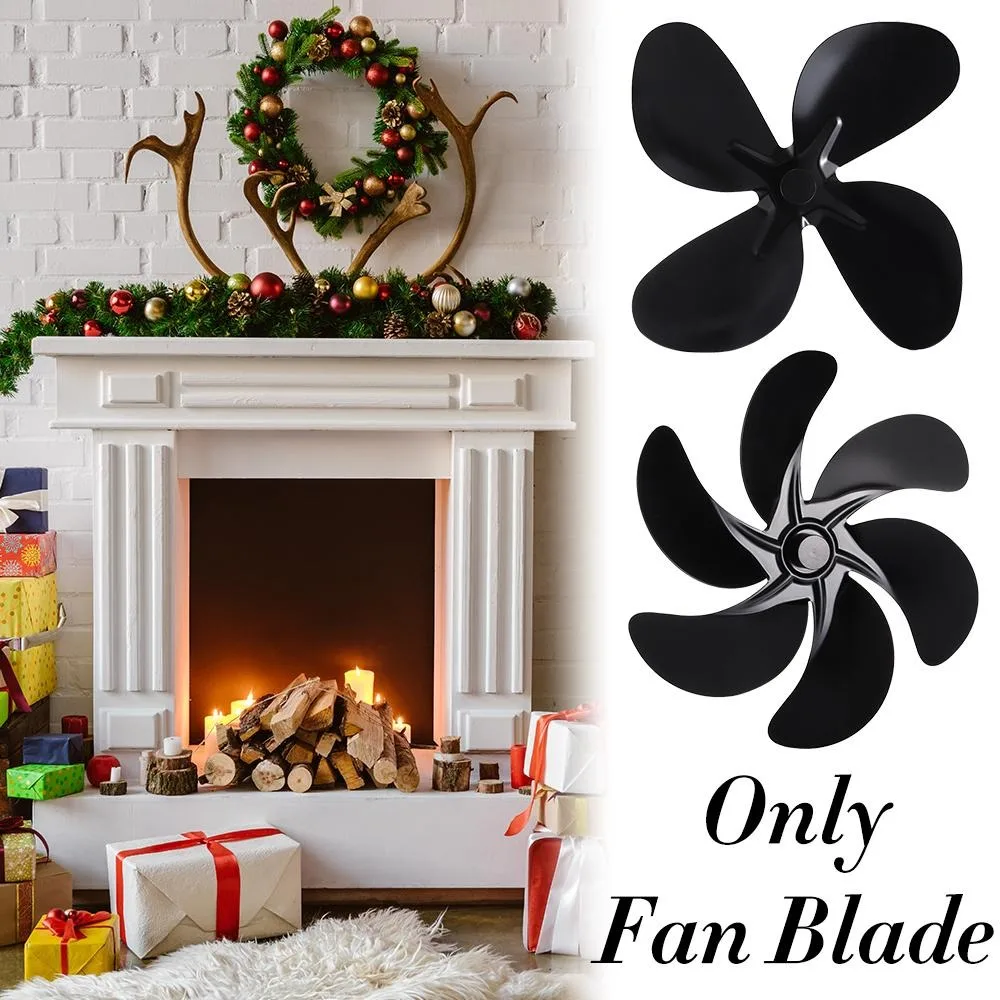 New 4/5/6 Blades Wood Stove Fan Fire Heat Power Saving Eco Fireplace Fan Reinforced Black Log Burner Replacement