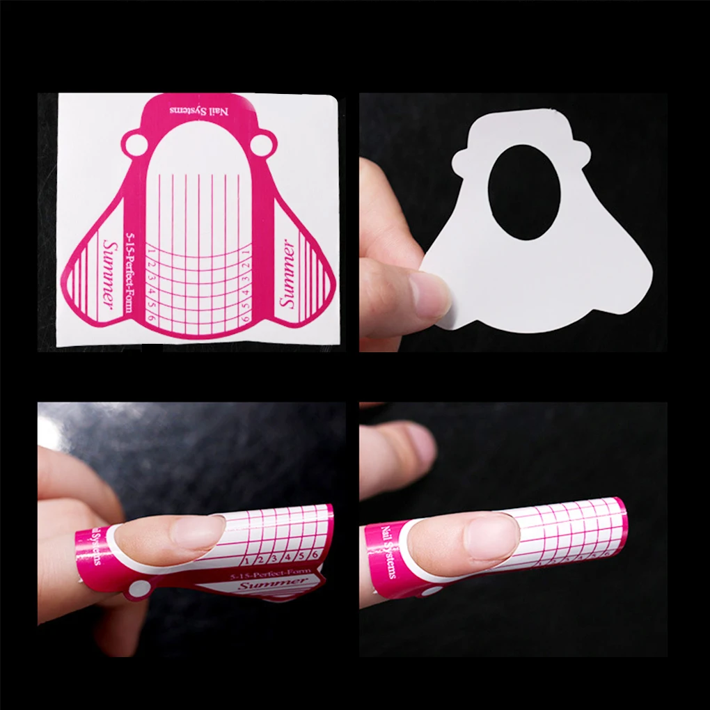 100pcs Nail Extension Guide Tape Nail Art Tips Extension Form Acrylic UV Gel DIY Manicure Tool