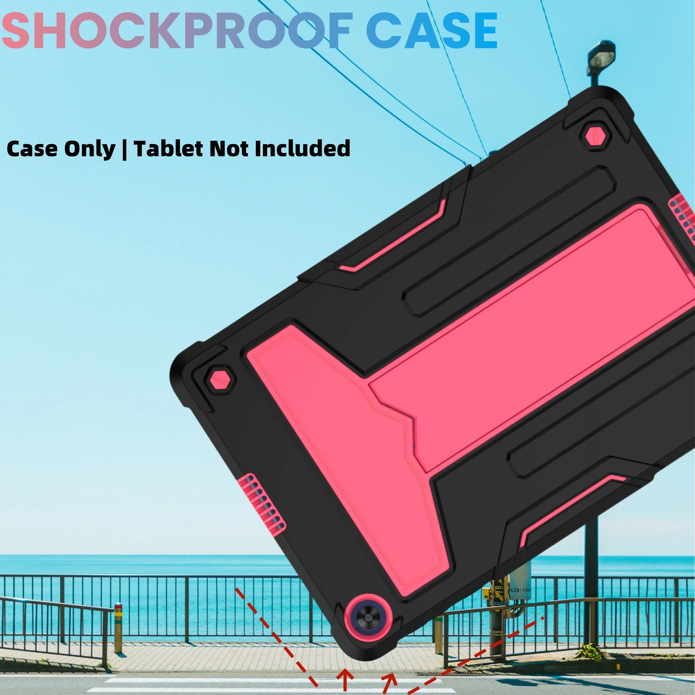Heavy Duty Shockproof Tablet Case with 3-Layer Rugged Rubber Kickstand