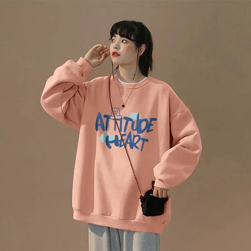 

Winter Sweater Fleece 2022 Round Neck Korean Style Clothes Women's Tracksuit Oversize Sweatshirt Y2k Streetwear Tops Aesthetic