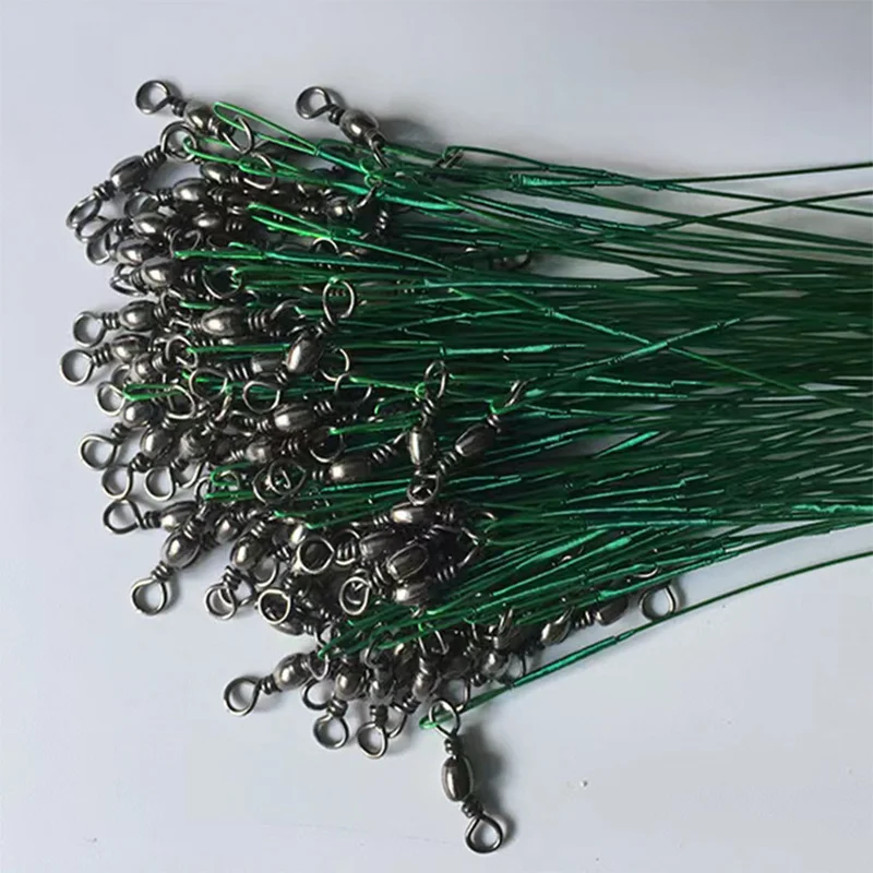20PCS Anti Bite Steel Fishing Line Steel Wire Leader Swivel Fishing Accessory Lead Core Leash Wire 15CM-50CM