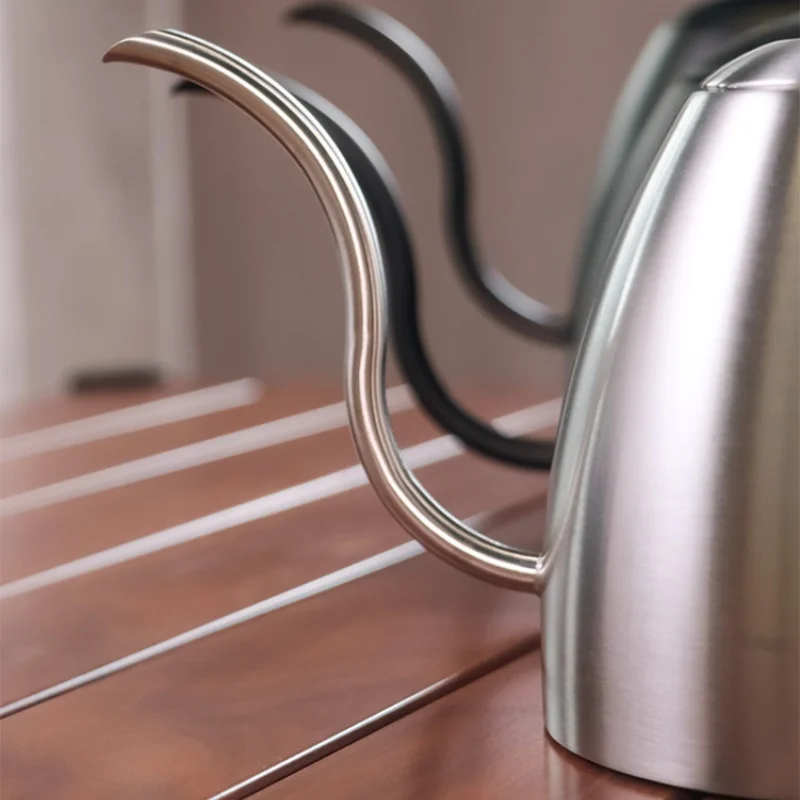 Stainless Steel Coffee Kettle with Wooden Handle for Home Brewing