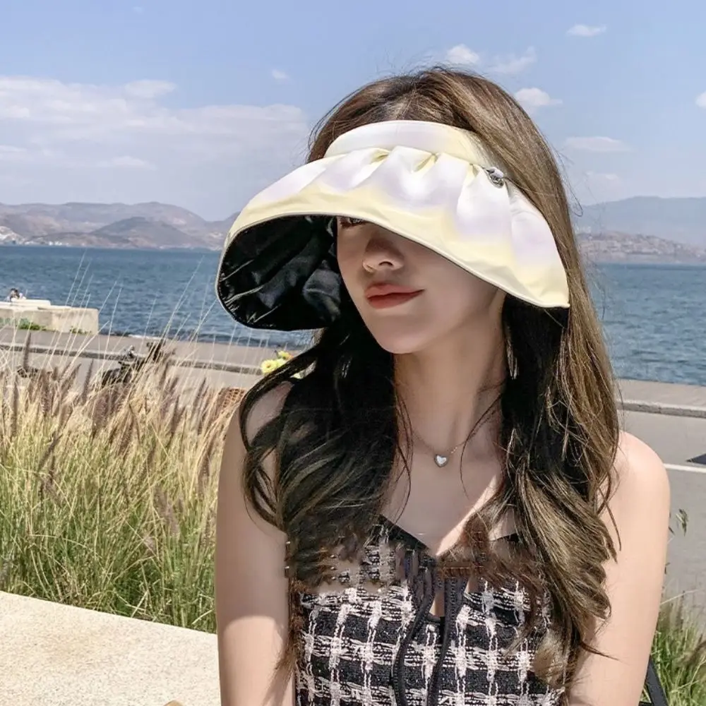 Sports Sun Hat Breathable Flower Visor Cap UV Protection Sweet Empty Top Hat Korean Style Big Brim Bucket Summer