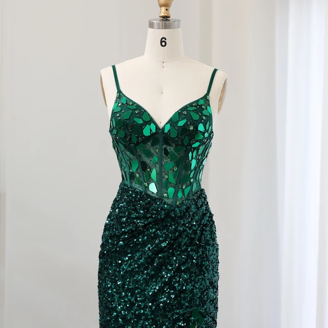 Sparkly Emerald Green Short Prom Cocktail Dresses for Women Birthday Luxury Sequin Wedding Evening Party Gowns 008 2