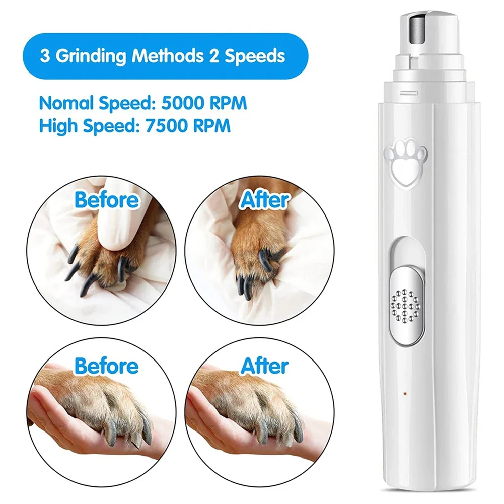 Dog Nail Grinder 2-Speed Electric Rechargeable Pet Nail Trimmer Painless Paws Grooming for Small Medium Large Dogs Cat pet nail grinder
