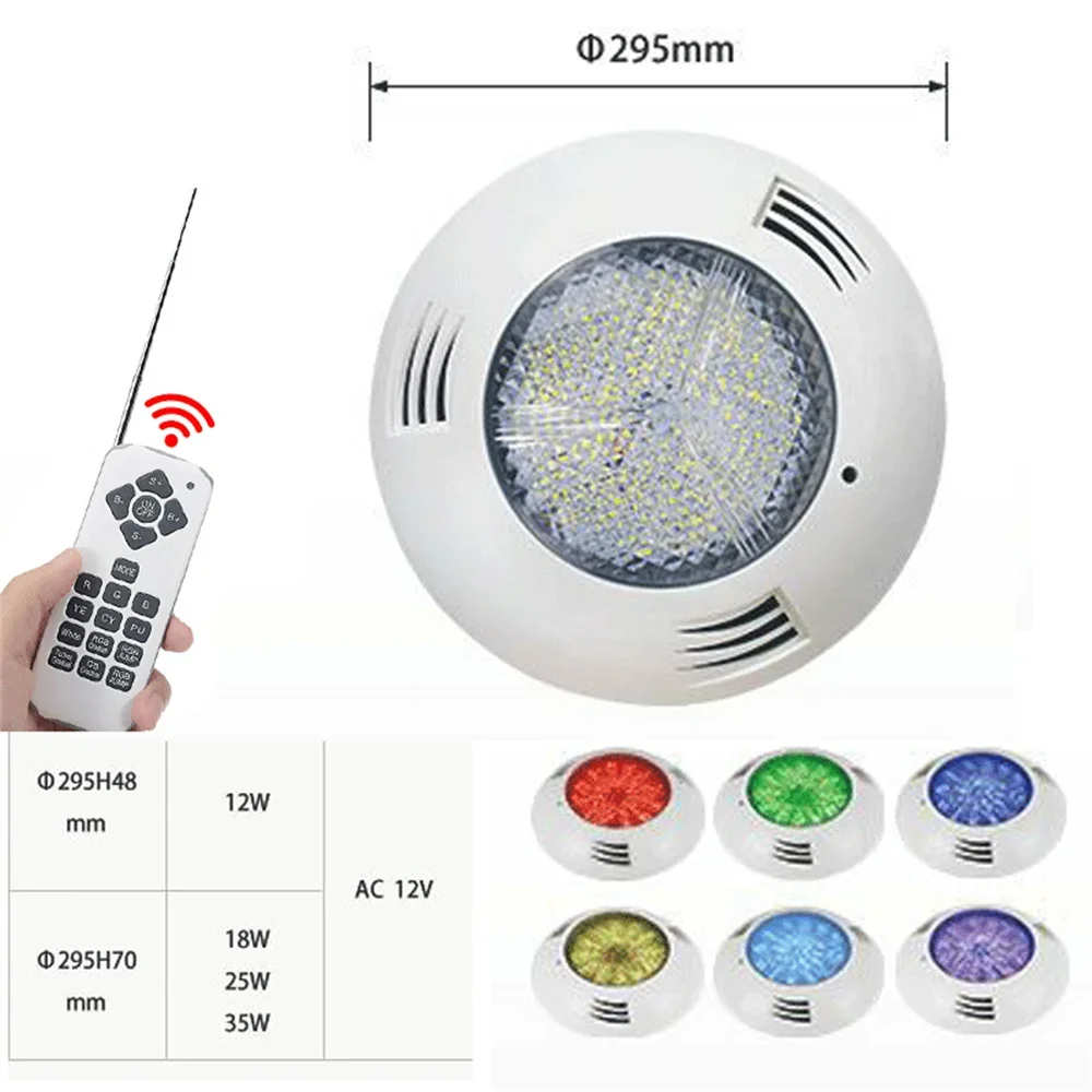 Description Picture 3 of item35W 45W RGB LED Swimming Pool Light 12W 18W 25W IP68 Waterproof Outdoor AC/DC12V UnderWater Light Pond LED Piscina Luz Spotlight