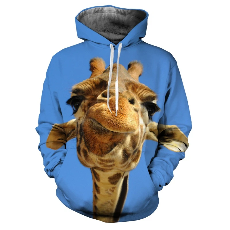 

Autumn New Fashion Couple Hoodie Cute and Funny Funny Giraffe 3D Printing Men's Round Neck Hoodie Tops