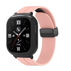 Magnetic Silicone Strap and Case Set for Smartwatches - Premium Replacement Wristband and Protective Accessories (Pink)