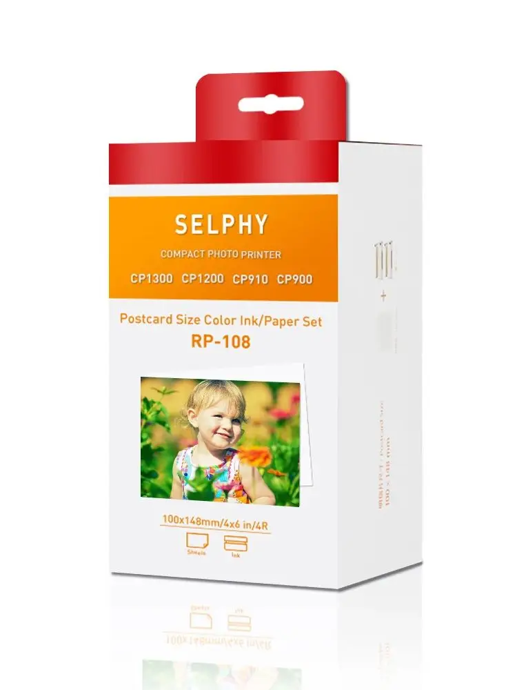 1 Set Kp-108In Rp-108 108 Fogli Di Carta Fotografica 3 Cartucce Di Inchiostro Compatibili Per Stampante Canon Cp1300 Cp1200 Cp1000