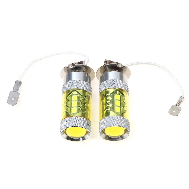 2개 LED 안개등 12-24V H3 80W 16 SMD LED 자동차 안개등 노란색 고출력