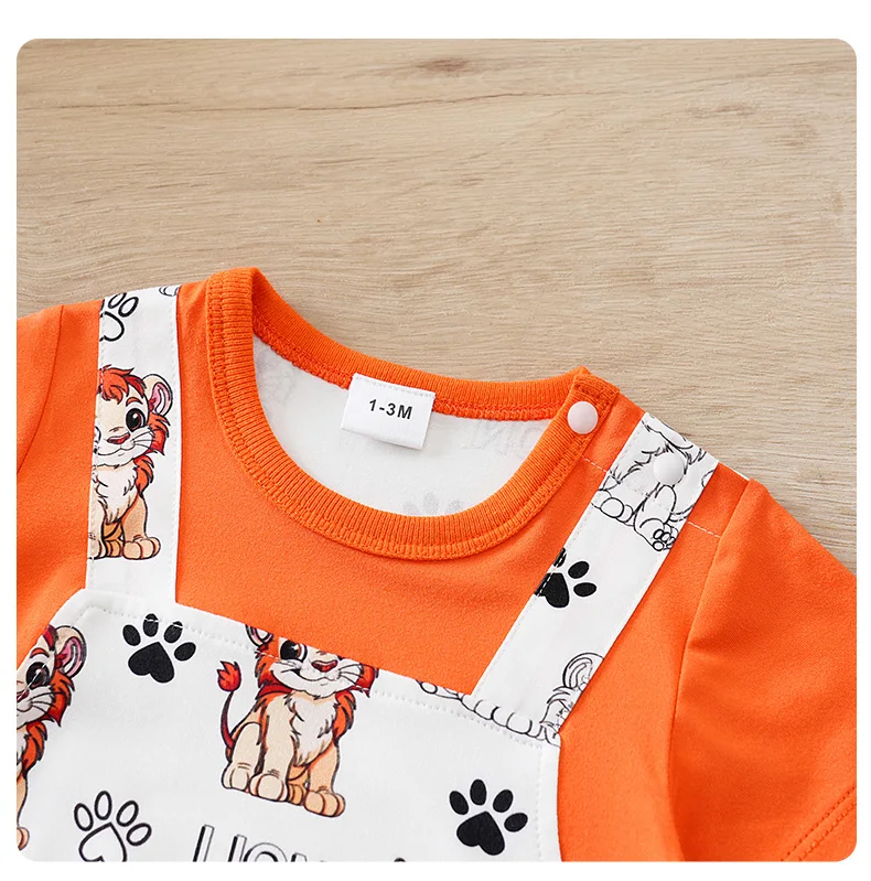 Charming cartoon patterned one-piece bodysuit for infants.