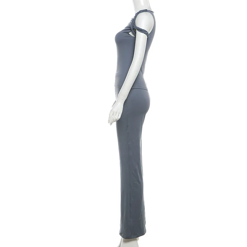 Fashion One Shoulder Backless Pants Suit Summer Solid Color Casual Slim Elegant Pants Suit Women's Pants Suit 2-piece Set 9 Fashion One Shoulder Backless Pants Suit Summer Solid Color Casual Slim Elegant Pants Suit Women's Pants Suit 2-piece Set