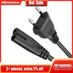 EU AC Power Cable - Figure 8 IEC320 C7 to European 2 - Pin Plug Power Extension Cord - 0.5m (Black)