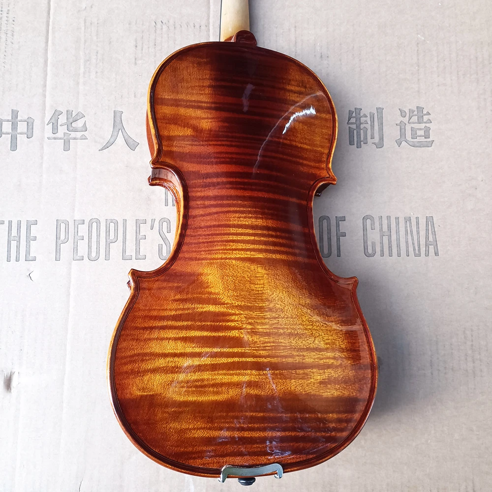 coffee One piece backboard Tiger patterned maple violin 4/4 Stradivarius Handmade violin beginner professional Musical Instrumen