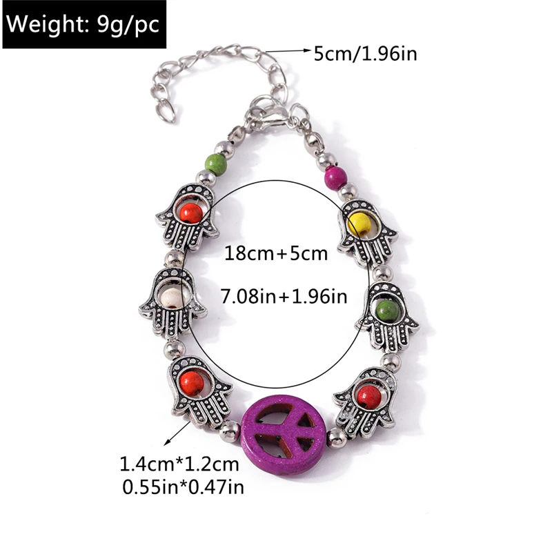 Böhmische bunte türkisfarbene Armbänder für Frauen, handgefertigte Steinperlen, Armreifen, Mädchen, Party, Urlaub, Schmuck, Geschenke – Detail 6