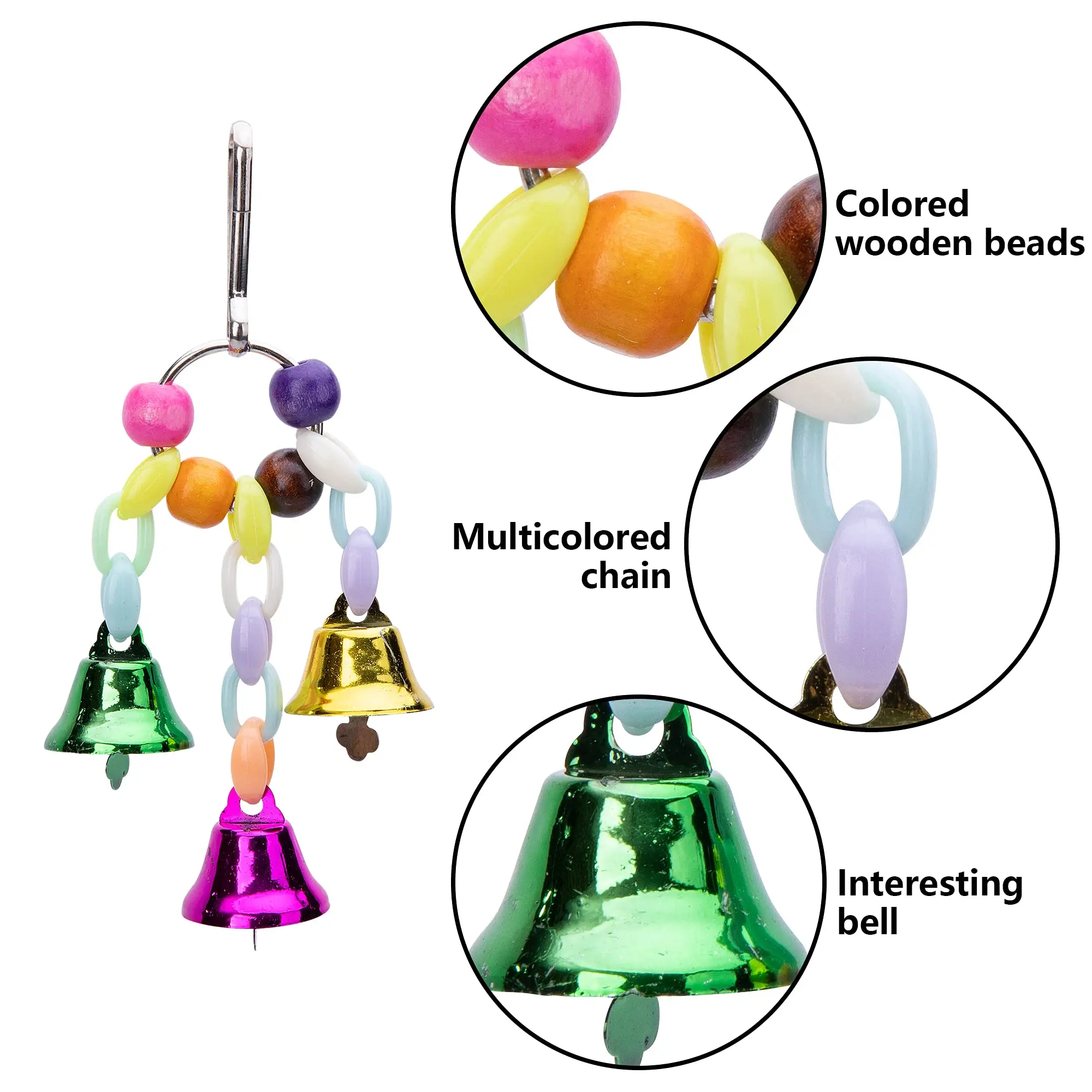 10 Packs Toys for Birds Swing Chewing Training Parrot Toys Chewable Hanging Bird Accessories Pet Wooden Bell Bird