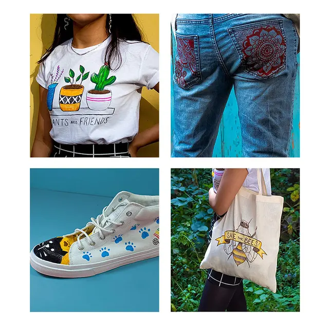 Rotuladores de tela, juego de 12 bolígrafos de pintura de tela permanente  de 24 colores, rotuladores artísticos de punta fina, para lona, bolsos,  camisetas, zapatillas de deporte - AliExpress