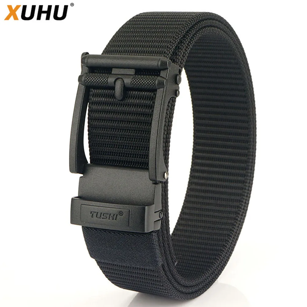 XUHU New Trend Men's Automatic Buckle Canvas Belt Outdoor Casual Nylon Knit Trousers Belt Sport Tactical Male Belts tushi men s belt outdoor hunting tactical multi function combat survival high quality marine corps canvas for nylon male luxury