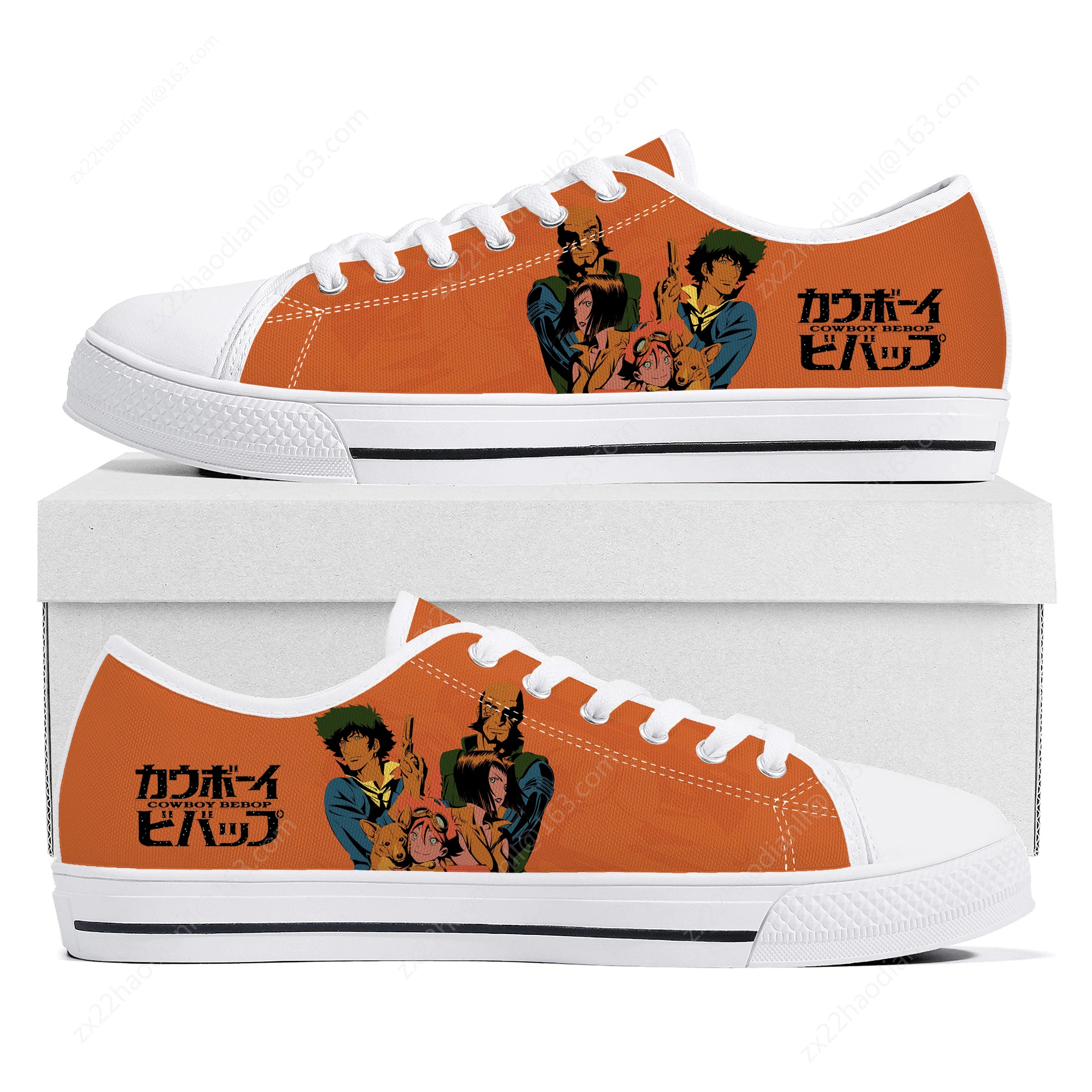 Anime Comics Cowboy Bebop Low Top Sneakers Mens Womens Teenager Canvas High Quality Sneaker Couple Shoes Custom White Shoe