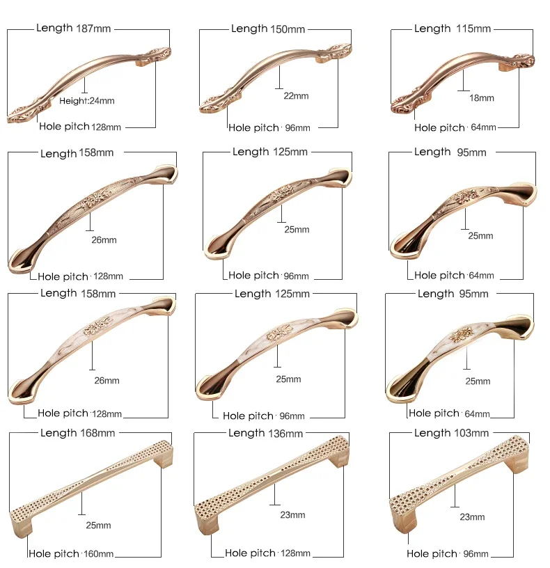 Description Picture 6 of itemEuropean Light Luxury Gold Cabinet Handle Modern Simple Rose Gold Wardrobe Drawer Hanging Wine Cabinet Door Knobs and Pulls