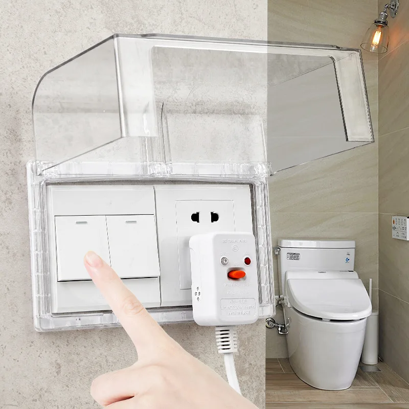 1PC Self Adhesive Waterproof Electric Plug Cover Splash Box Sockets Switch Protection Box Protector Bathroom Supplies