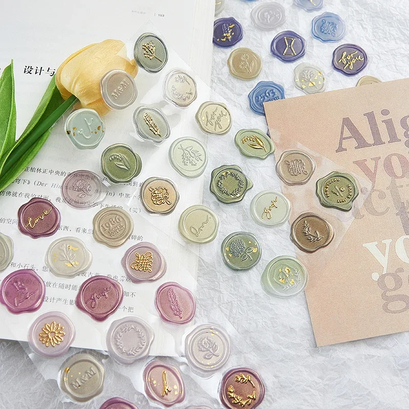 

18pcs Retro Wax Seal Stickers Envelope Sealing Labels DIY Wedding Party Invitation Card Decorations Korean Stationery Gifts Tags