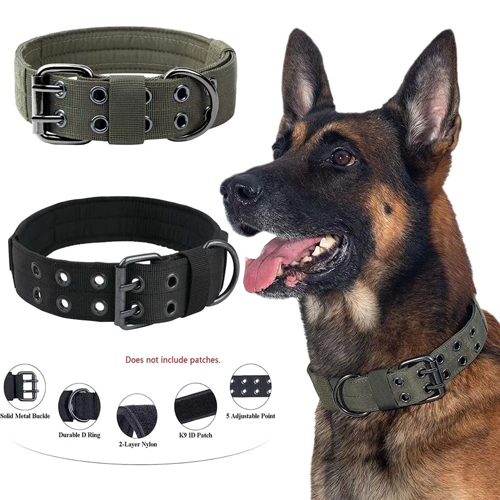 Durable Tactical Dog Collar Leash Set Adjustable Military Pet Collar Leash Medium Large Dog German Shepherd Training Accessories