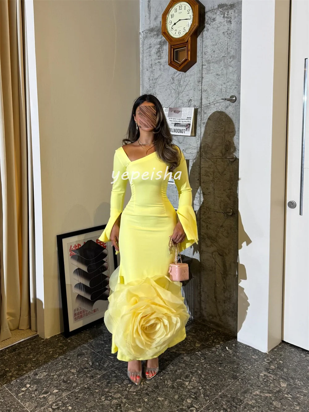 Customized Modern Style Jersey Handmade Flower Straight Off-the-shoulder Long Dresses Bespoke Occasion Dresses Exquisite Fashion S147d841ec5454af1be2285d0e3b05c7fk