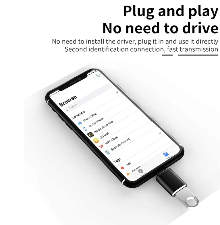 라이트닝 남성-USB3.0 여성 어댑터 OTG 케이블, 2팩 휴대용 USB 카메라 어댑터 OTG 데이터 동기화 케이블 아이폰13/12/11/Xr/X용