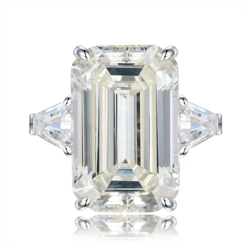 

Luxury 925 Sterling Silver G Color Emerald Cut 30CT Lab Sapphire Gemstone Cocktail Party Ring Engagment Fine Jewelry