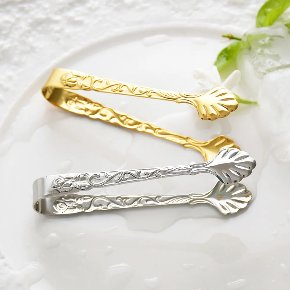 Stainless Steel Ice Cube Clips Sugar Tongs Foods BBQ Clips Ice Clamp Tool Bar Kitchen Serving Ton stainless steel tongs