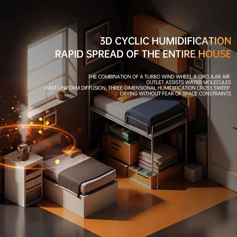 New Creative Humidifier Household Atomizer 3L Large Capacity Three Jet USB Silent Desktop Bedroom Dormitory Office Night Light 3